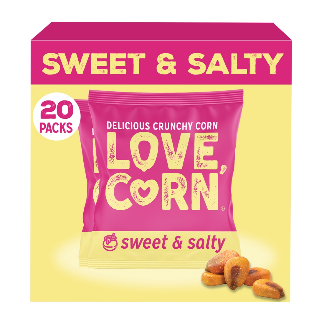 LOVE CORN sweet & salty crunchy corn snack packs