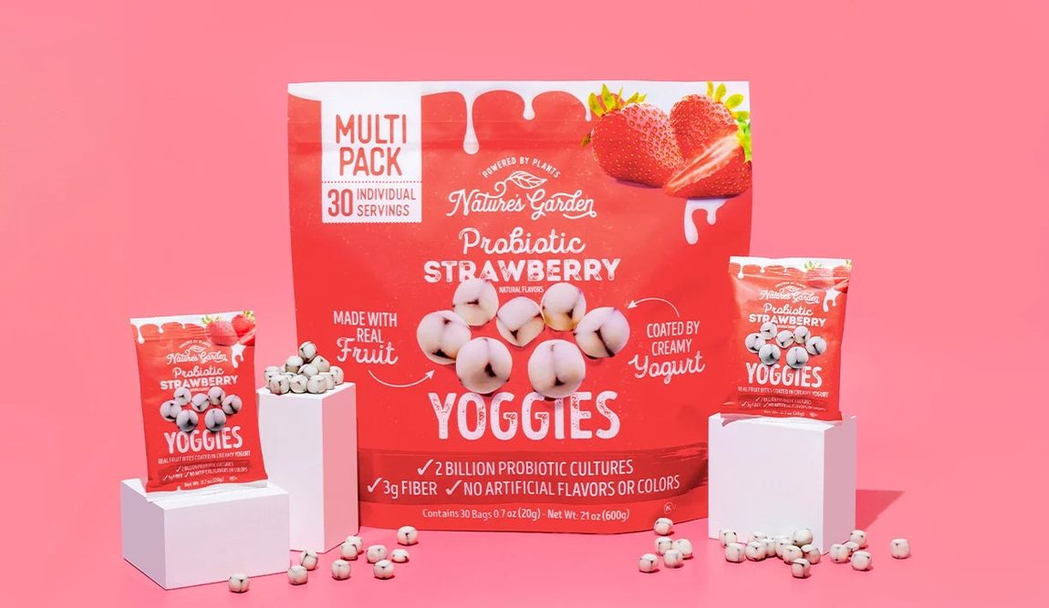 Nature's Garden Yoggies by Cibo Vita — strawberry yogurt-covered real-fruit bites